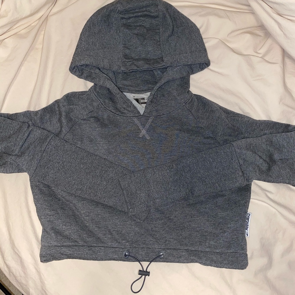 XS GYMSHARK Crop Charcoal Hoodie